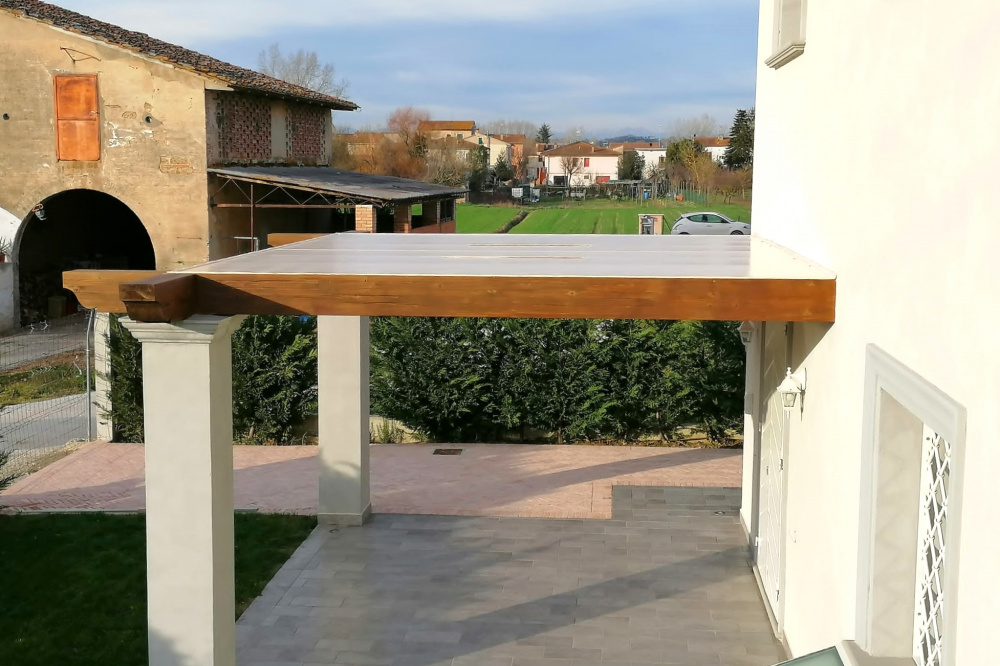 copertura superiore in pvc pergolato in legno