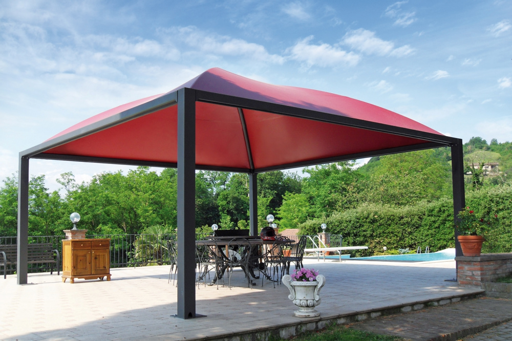 gazebo telo in pvc rosso