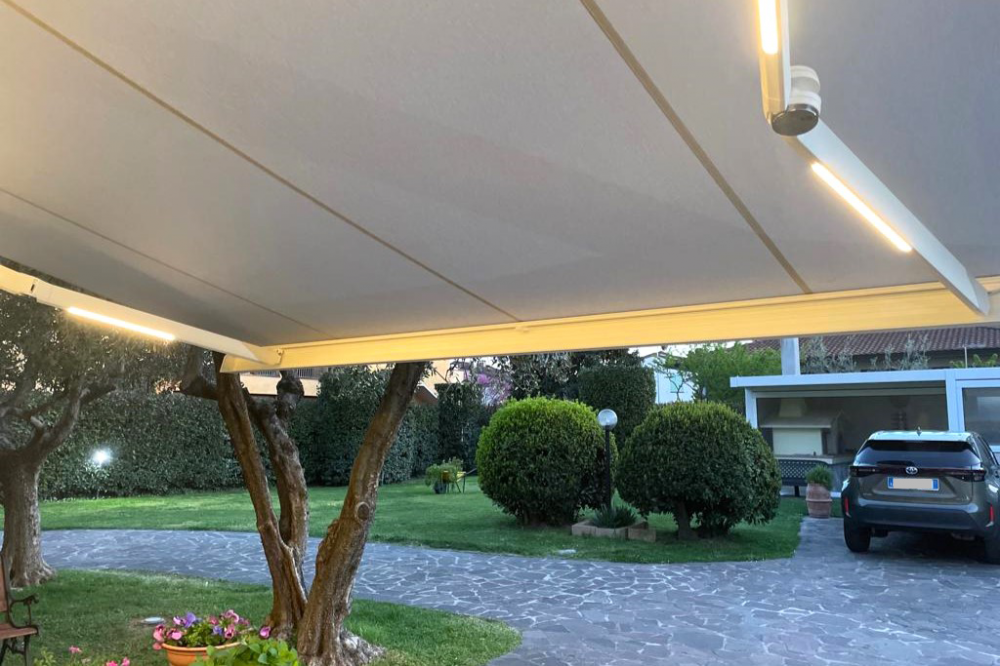 tenda da sole con luci a led